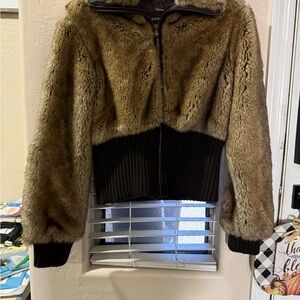 Express Tan and Black Teddy Jacket